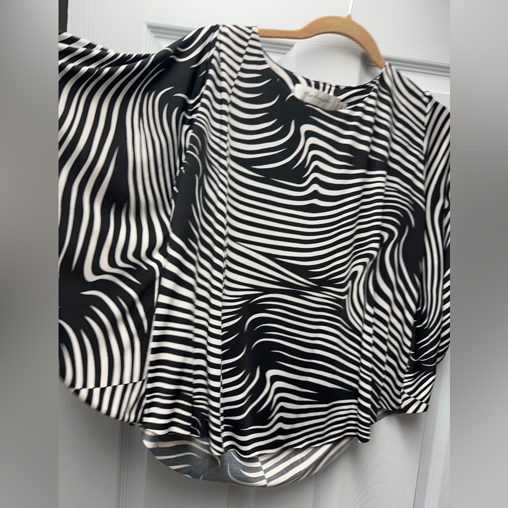 Zebra Patterned Fun Top With Wide Flared Sleeves,… - image 1